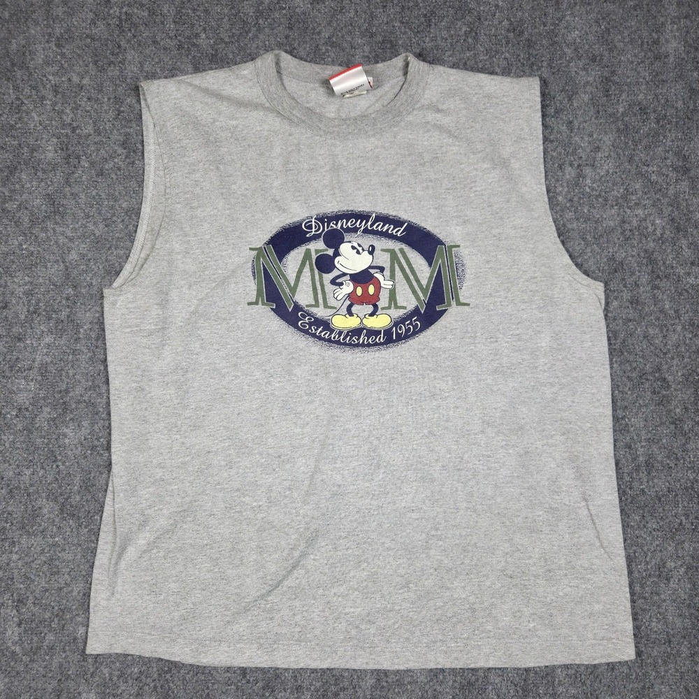 Vintage 90s Disneyland Mickey Mouse Muscle Tank Top Mens XL Gray Mickey Inc USA